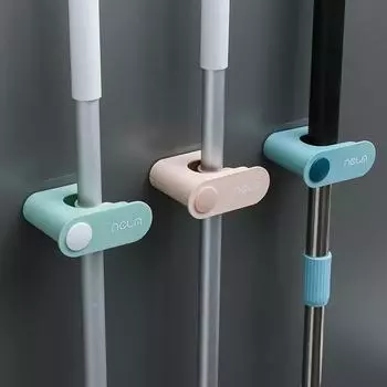 Швабры зажим бесплатный перфоратор многофункциональный крючок для швабры подставка для швабры настенная швабра бесследная ванная комната кухня стеллаж для хранения 10*7*4 зелёный