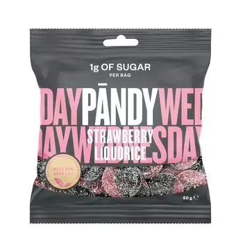 Шведские конфеты Pandy Strawberry Licorice 50 г x 14 дюймов (Продано Дело) чёрный