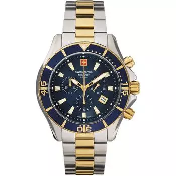 Швейцарские альпийские военные часы Grovana Nautilus с хронографом, кварцевые мужские часы с синим циферблатом 7040.9145 100M синий