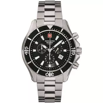 Швейцарские альпийские военные часы Grovana Nautilus с хронографом, кварцевые мужские часы с черным циферблатом 7040.9137 100M чёрный