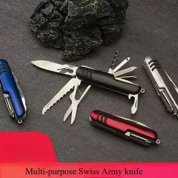 Швейцарский армейский нож 11 в 1 — компактный многофункциональный инструмент с отверткой, открывалкой для бутылок и многим другим — прочная металлическая конструкция для кемпинга на открытом воздухе и домашнего использования синий