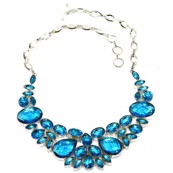 Швейцарский голубой кварцевый драгоценный камень Friends Jewelry Ожерелье 16-18