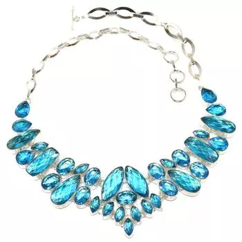 Швейцарский голубой кварцевый драгоценный камень Friends Jewelry Ожерелье 16-18