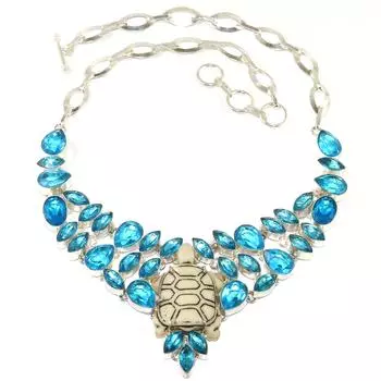 Швейцарский голубой кварцевый драгоценный камень Friends Jewelry Ожерелье 16-18