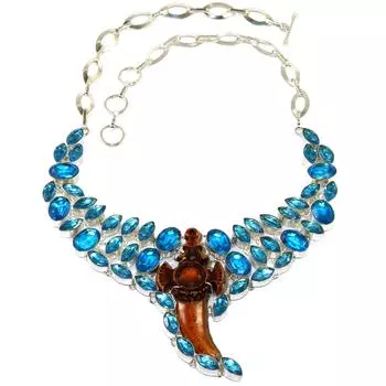 Швейцарский голубой кварцевый драгоценный камень Friends Jewelry Ожерелье 16-18