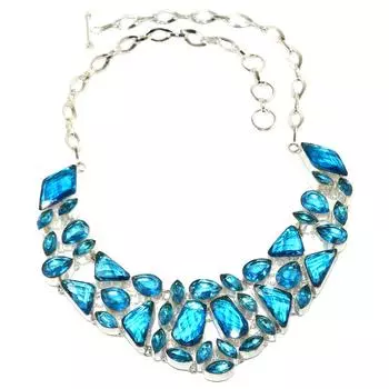 Швейцарский голубой кварцевый драгоценный камень Friends Jewelry Ожерелье 16-18