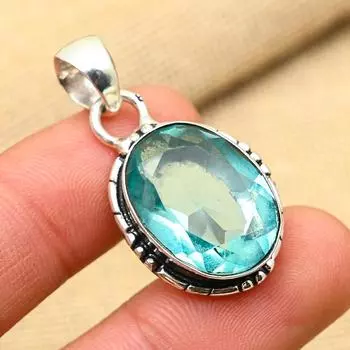 Швейцарский голубой топаз, драгоценный камень 925 пробы, стерлинговое серебро, удивительная ювелирная подвеска ручной работы для нее