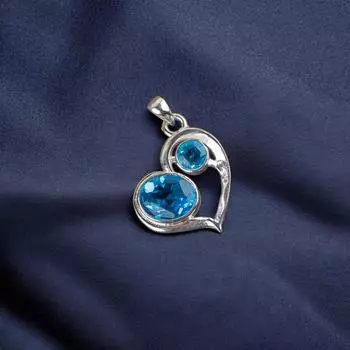 Швейцарский голубой топаз Драгоценный камень 925 стерлинговое серебро Ювелирная подвеска Подарок для нее CP-3-3
