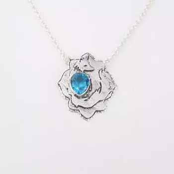 Швейцарский голубой топаз драгоценный камень 925 стерлинговое серебро ювелирное изделие оксидированный кулон 1,29 подарок CP-32-1