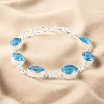 Швейцарский голубой топаз драгоценный камень 925 стерлинговое серебро ювелирные изделия ручной работы бохо браслет 9 RB-5-11