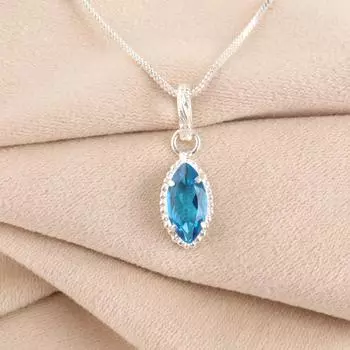 Швейцарский голубой топаз Драгоценный камень 925 Стерлинговое серебро Ювелирные изделия Ручной работы Маленькая подвеска 1,2 PP-59-1