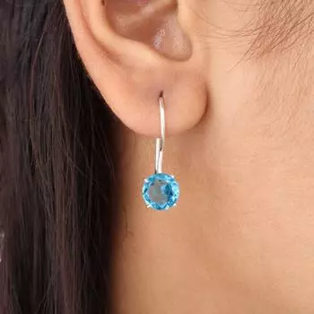 Швейцарский голубой топаз драгоценный камень 925 стерлинговое серебро ювелирные изделия ручной работы серьги 0,92 EE-174-13