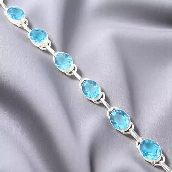 Швейцарский голубой топаз драгоценный камень 925 стерлинговое серебро подарок ювелирное изделие ручной работы браслет 8 RB-10-3