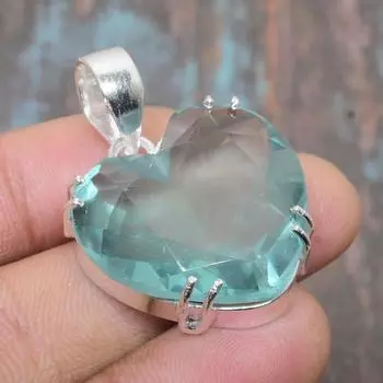 Швейцарский голубой топаз, драгоценный камень, стерлинговое серебро 925 пробы, удивительный ювелирный кулон ручной работы 1.58 Inches синий