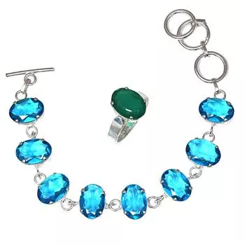 Швейцарский синий кварцевый драгоценный камень женские унисекс ювелирные изделия браслеты и кольца 7-8