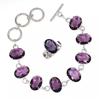 Швейцарский синий кварцевый драгоценный камень женские унисекс ювелирные изделия браслеты и кольца 7-8