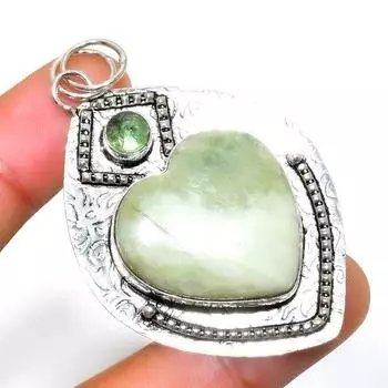 Швейцарский зеленый опал Цаворит, драгоценный камень 925, посеребренный ювелирный кулон 2,27 дюйма 2.27 зелёный