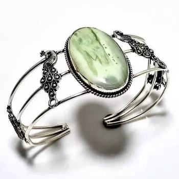 Швейцарский зеленый опал, драгоценный камень 925 пробы, посеребренный ювелирный браслет ручной работы, браслет-манжета