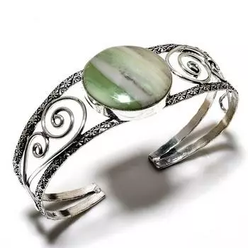 Швейцарский зеленый опал, драгоценный камень 925 пробы, посеребренный ювелирный браслет ручной работы, браслет-манжета