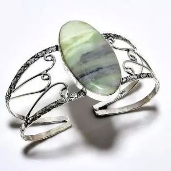 Швейцарский зеленый опал, драгоценный камень 925 пробы, посеребренный ювелирный браслет ручной работы, браслет-манжета