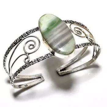 Швейцарский зеленый опал, драгоценный камень 925 пробы, посеребренный ювелирный браслет ручной работы, браслет-манжета