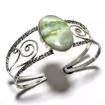 Швейцарский зеленый опал, драгоценный камень 925 пробы, посеребренный ювелирный браслет ручной работы, браслет-манжета