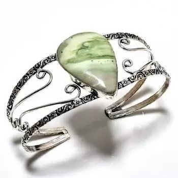 Швейцарский зеленый опал, драгоценный камень 925 пробы, посеребренный ювелирный браслет ручной работы, браслет-манжета