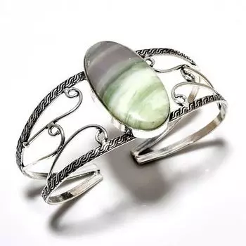 Швейцарский зеленый опал, драгоценный камень 925 пробы, посеребренный ювелирный браслет ручной работы, браслет-манжета