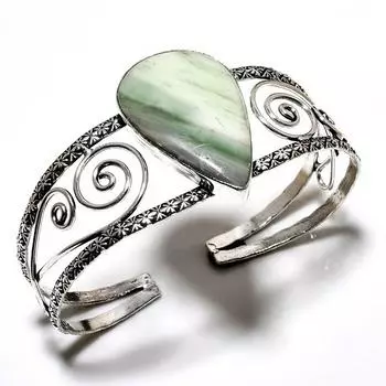 Швейцарский зеленый опал, драгоценный камень 925 пробы, посеребренный ювелирный браслет ручной работы, браслет-манжета