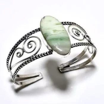 Швейцарский зеленый опал, драгоценный камень 925 пробы, посеребренный ювелирный браслет ручной работы, браслет-манжета