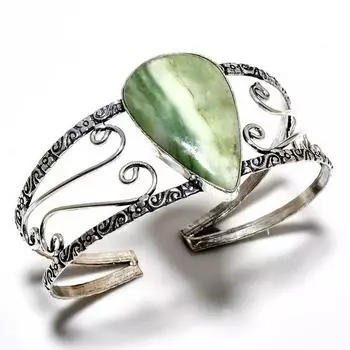 Швейцарский зеленый опал, драгоценный камень 925 пробы, посеребренный ювелирный браслет ручной работы, браслет-манжета