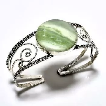 Швейцарский зеленый опал, драгоценный камень 925 пробы, посеребренный ювелирный браслет ручной работы, браслет-манжета