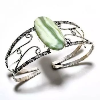 Швейцарский зеленый опал, драгоценный камень 925 пробы, посеребренный ювелирный браслет ручной работы, браслет-манжета