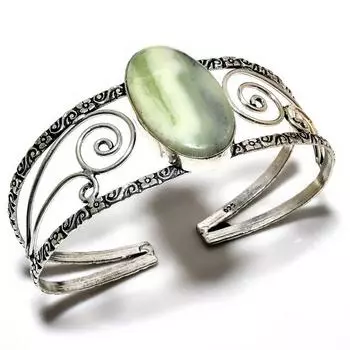 Швейцарский зеленый опал, драгоценный камень 925 пробы, посеребренный ювелирный браслет ручной работы, браслет-манжета