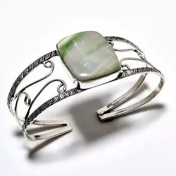 Швейцарский зеленый опал, драгоценный камень 925 пробы, посеребренный ювелирный браслет ручной работы, браслет-манжета