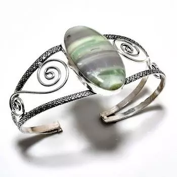 Швейцарский зеленый опал, драгоценный камень 925 пробы, посеребренный ювелирный браслет ручной работы, браслет-манжета