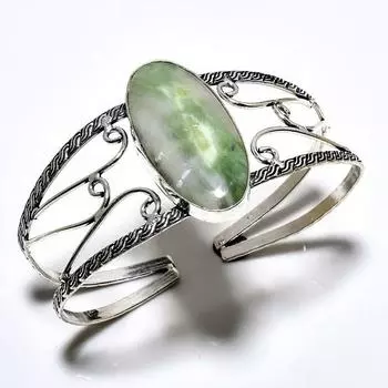 Швейцарский зеленый опал, драгоценный камень 925 пробы, посеребренный ювелирный браслет ручной работы, браслет-манжета