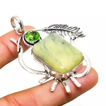Швейцарский зеленый опал и драгоценный камень перидот 925 пробы, посеребренный ювелирный кулон 2,27 дюйма 2.27 зелёный