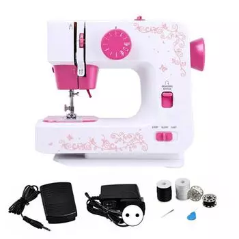 Швейная машина с 12 встроенными стежками, прижимными лапками и педалью, набор швейных принадлежностей для начинающих, профессиональная бытовая портативная мини-электрическая швейная машина EU
