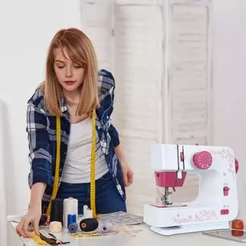 Швейная машина с 12 встроенными стежками, прижимными лапками и педалью, набор швейных принадлежностей для начинающих, профессиональная бытовая портативная мини-электрическая швейная машина US Plug