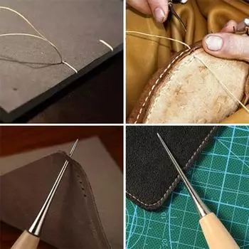 Швейное шило с деревянной ручкой, дырокол, инструмент, удобный DIY, кожаный ковер, пробойник, конус для домашнего швейного магазина 1pc