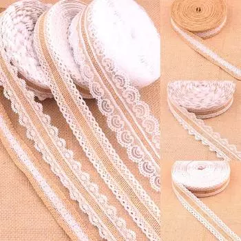 Швейные аксессуары, 1 метр, 25 мм, натуральная джутовая мешковина, гессенская кружевная лента с белой кружевной отделкой по краю, деревенское винтажное свадебное украшение, сделай сам 2