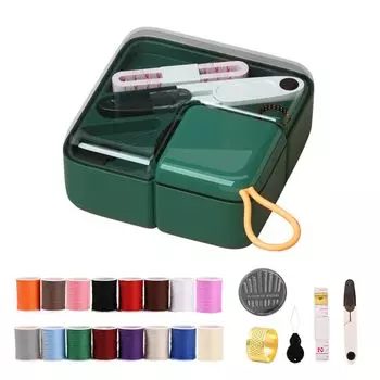 Швейные инструменты для шитья, двухслойные, 16 цветов, магнитное хранилище для начальной школы, домашняя одежда с большими отверстиями, швейный набор унисекс, набор, темно-зеленого