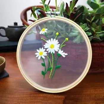 Швейные принадлежности DIY Crafts Needle Punch Cross Stitch Kit Flower Embroidery Hoop 7