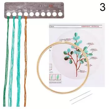 Швейные принадлежности DIY Crafts Needle Punch Cross Stitch Kit Flower Embroidery Hoop 3