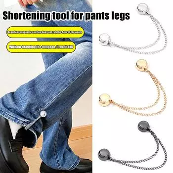 Швейные принадлежности своими руками Крючки Цепочка Магнитная пряжка Изящная брошь Пряжки Подворачивающиеся брюки Ноги Шорты из сплава Штанины чёрный