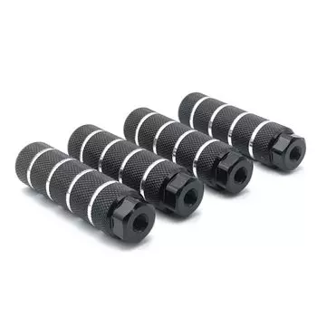 Shymie Bicycle Step Set of 4 Hub Peg Gear Guard Aluminum Beach Cruiser Fat Bike Cross BMX Mountain Black Anti-Slip