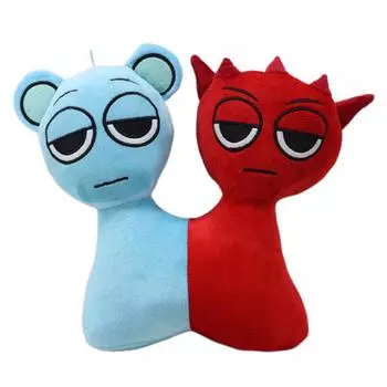 Siamesed Incredibox Sprunki Plush Toy Cartoon Stuffed Doll Game Gift Decoration Red Blue