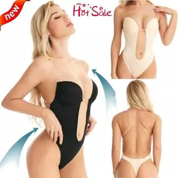 Сиамское нижнее белье Корректирующее белье с открытой спиной Бесшовное боди с U-образным вырезом Свадебный формирователь Регулируемый ремень с вырезами Бюстгальтер Боди L-36/80B чёрный