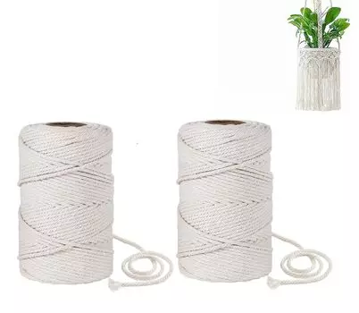 siawadeky 4 мм x 200 м хлопковая веревка для рукоделия, ручная работа, хлопковая веревка, макраме, веревка для рукоделия, вязание, шнур, украшение для растений в горшках, прочная игрушка